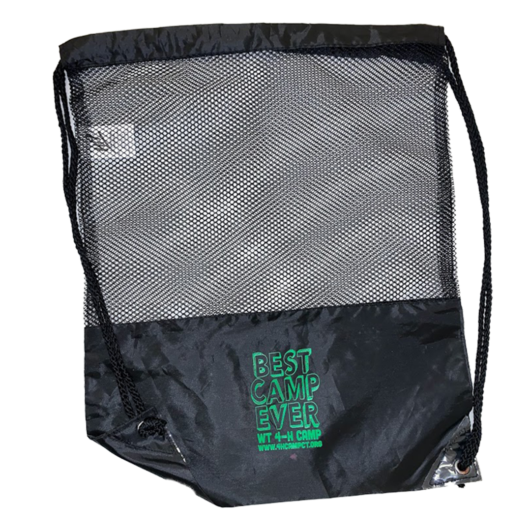 black mesh drawstring bag